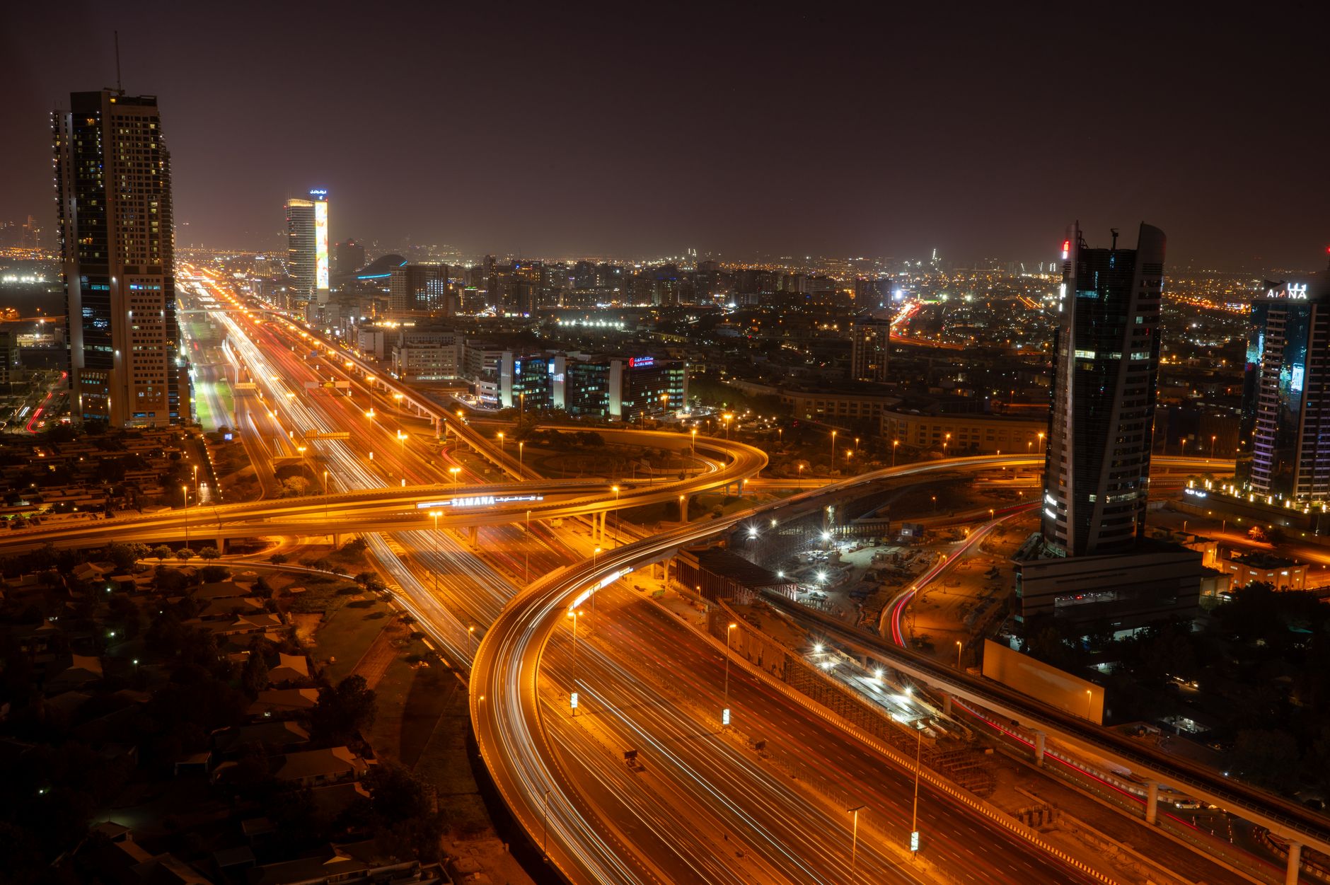 Evening traffic on a Dubai highway