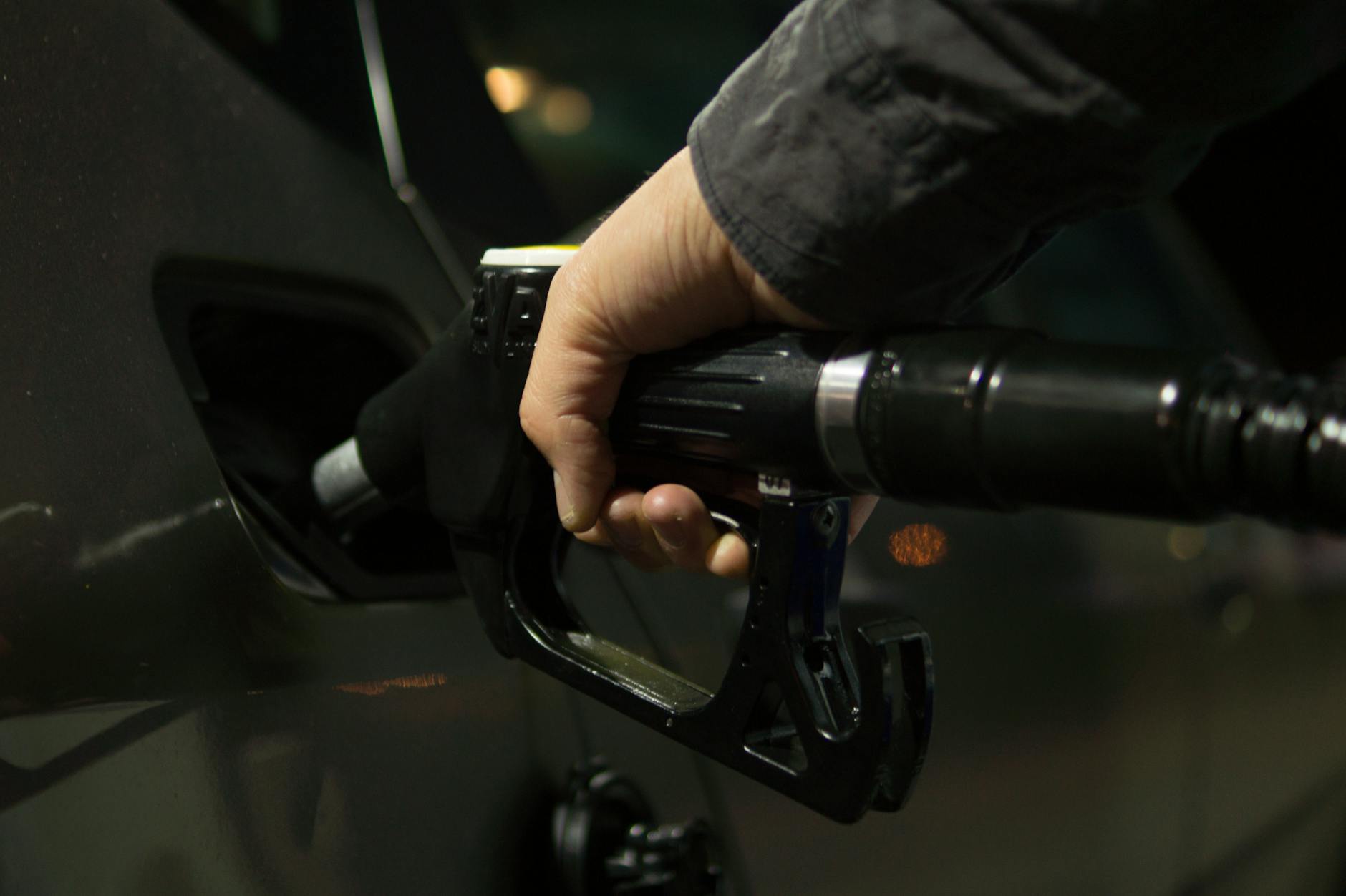 Car refuelling at a modern petrol station