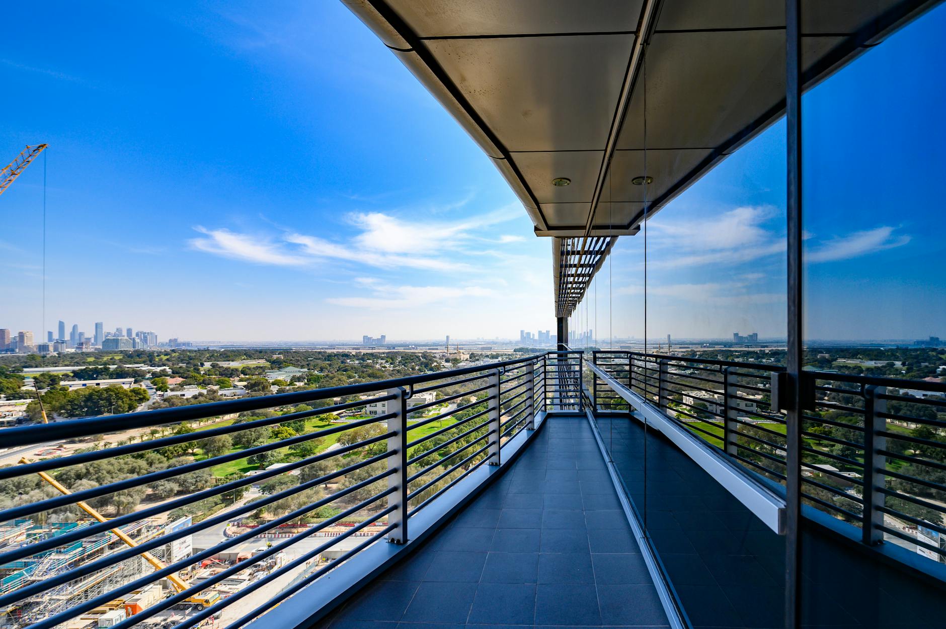 Dubai apartment balcony with skyline view