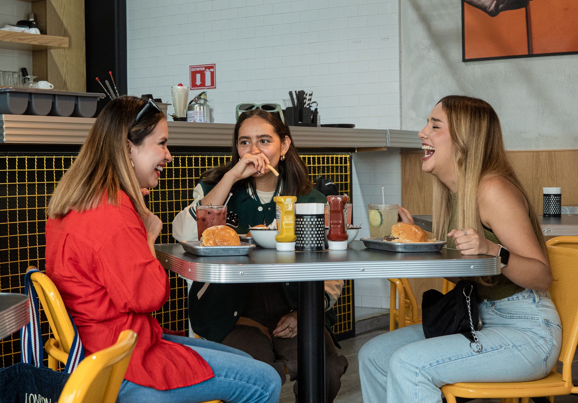 Friends at a casual daytime lunch