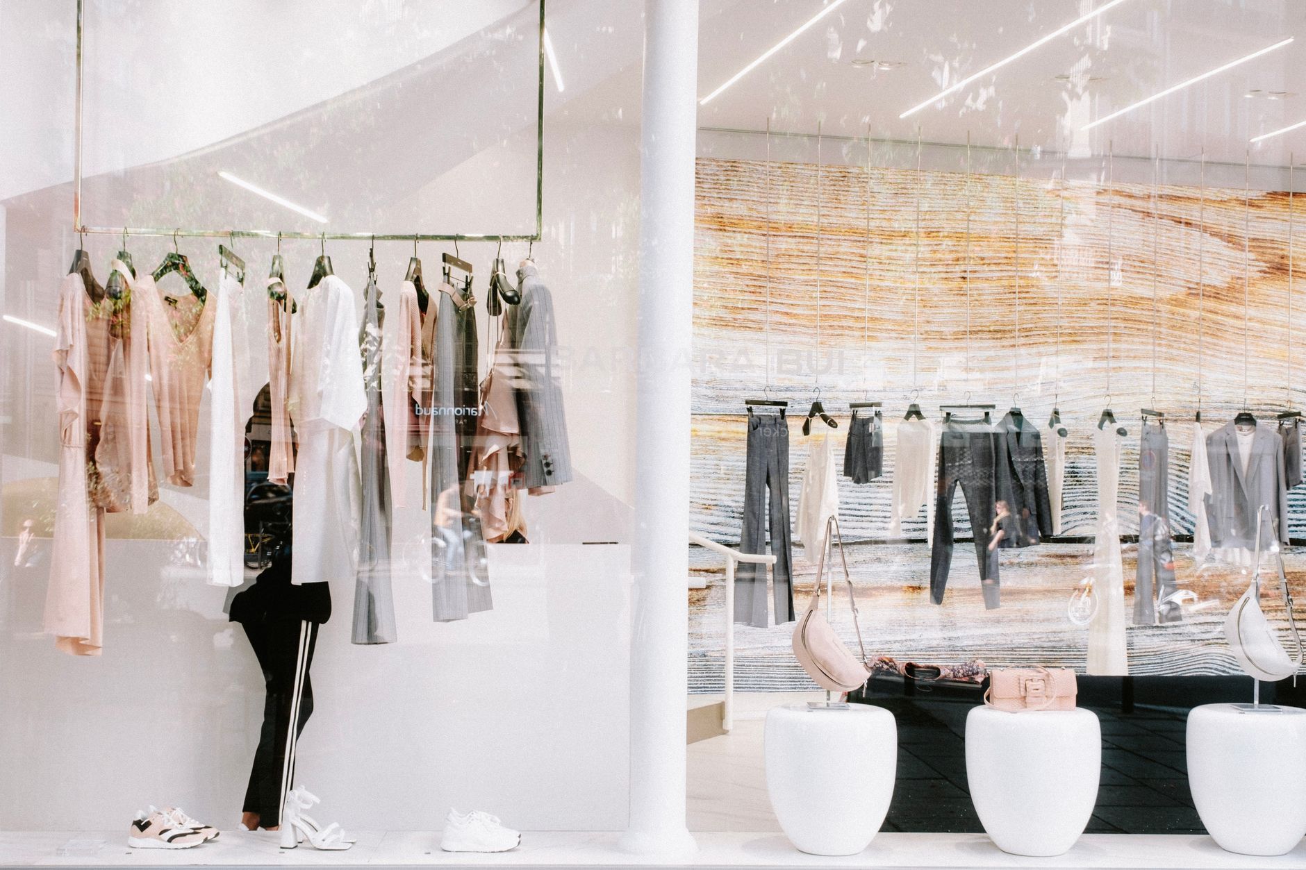 Clothing rack in a fashion boutique